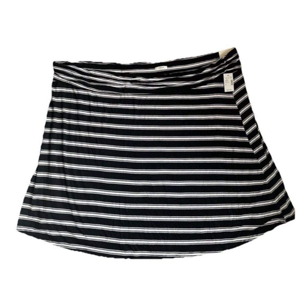 Women's Black And White Stretchy Stripe Jersey Knit Knee Length‎ Skirt Size 4XL